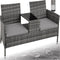 tectake® Wicker Tuinbank - 2-zits - Geïntegreerde tafel - Grijs
