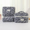 Skycases Travel Essentials - 3-delige Make-up Tas Set - Eco-vriendelijk Katoen - Gewatteerde Gebloemde Organizers - Kleur: Black Flowers