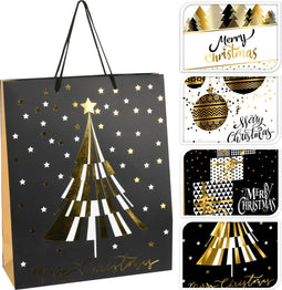 Cadeauzakje Luxe Kerst 4 stuks - Inpakzakje kerstmis - set van 4 - Geschenktasje - 26 x 10 x 32 CM