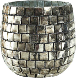 PTMD Wesley Rond Theelicht - H10 x Ø10 cm - Glas - Zwart