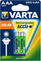 Varta Recharge Accu Solar - AAA (HR03) Oplaadbare Batterijen 550 mAh - Zilver (2 stuks)