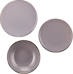 Cosy & Trendy Ravenna grey - serviesset 6 persoons - 18 delig - met Table Style zomers droogbloemen