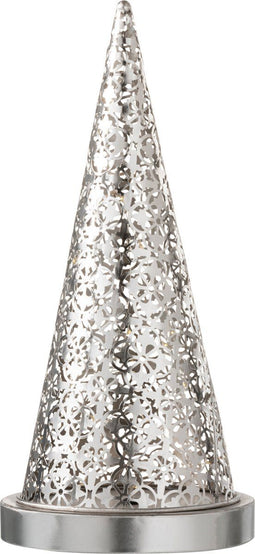 J-Line lamp Kegel batterij - metaal - zilver - small - LED lichtjes