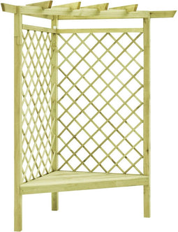 vidaXL - Hoekpergola - met - zitting - 130x130x197 - cm - geïmpregneerd - grenenhout