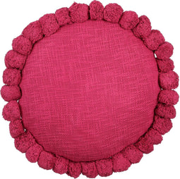 In The Mood Collection - Pom pon Sierkussen - H10 x Ø40 cm - Fuchsia