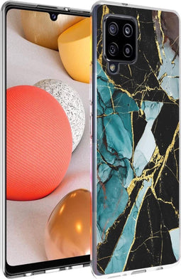 iMoshion Hoesje Geschikt voor Samsung Galaxy A42 Hoesje Siliconen - iMoshion Design hoesje - Zwart / Meerkleurig / Blauw / Shattered Blue Marble