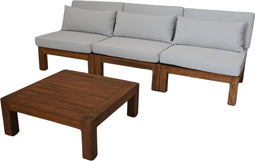 HSM Colection - Tuin loungeset Aruba 4-delig (incl. kussens) - Naturel/wit - Teak