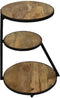 HSM Collection Bijzettafel 3 Niveaus Ø50cm Naturel/Zwart Mangohout/Metaal