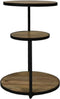HSM Collection Bijzettafel 3 Niveaus Ø50cm Naturel/Zwart Mangohout/Metaal