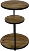 HSM Collection Bijzettafel 3 Niveaus Ø50cm Naturel/Zwart Mangohout/Metaal