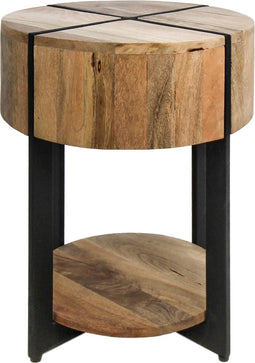 HSM Collection Bijzettafel Jackson - ø40 cm - mangohout/ijzer