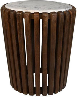 HSM Collection Bijzettafel Mango/Marmer Wit Ø45cm