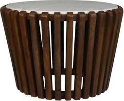 HSM Collection Bijzettafel Mango/Marmer Wit Ø60cm