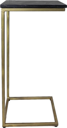 HSM Collection bijzettafel Marseille - 32x32x65 cm - Zwart/goud - Marmer/ijzer