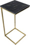HSM Collection bijzettafel Marseille - 32x32x65 cm - Zwart/goud - Marmer/ijzer