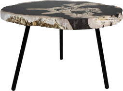 HSM Collection-Bijzettafel Petrified -ø55-50/38-Assorti/Zwart-Steen/Metaal
