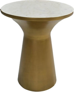 HSM Collection Bijzettafel Rond Ø40x50cm Wit/Goud Marmer/Ijzer