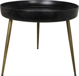 HSM Collection Bijzettafel Ventura - ø60 cm - mangohout/ijzer - black wash/antique gold