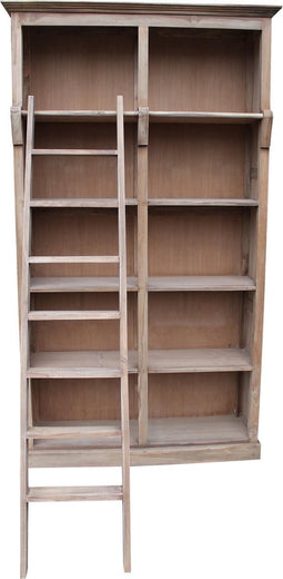 HSM Collection-Boekenkast Met Trap-136x40x235-Naturel-Teak