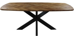 HSM Collection-Danish Eettafel Fishbone-240x110x76-Naturel/Zwart-Eiken/Metaal