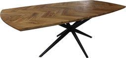HSM Collection-Danish Eettafel Fishbone-220x110x76-Naturel/Zwart-Eiken/Metaal