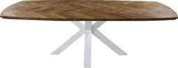 HSM Collection-Danish Eettafel Fishbone-220x110x76-Naturel/Wit-Eiken/Metaal