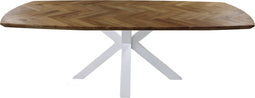 HSM Collection-Danish Eettafel Fishbone-240x110x76-Naturel/Wit-Eiken/Metaal