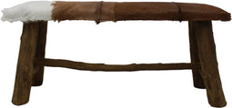 HSM Collection Decoratieve bank - geitenhuid/teak
