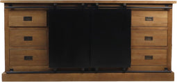 HSM Collection-Dressoir Blackburn 2 Deur 6 La-220x50x85-Naturel/Zwart-Teak/Metaal