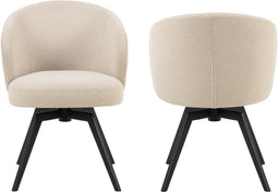 HSM Collection-Eetkamerstoel Alma + Armleuning-80x58,5x60-Creme/Zwart-Stof/Metaal
