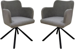 HSM Collection Eetkamerstoel Bella - set van 2 - 56x60x82 - Licht grijs/zwart - Stof/metaal