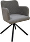 HSM Collection Eetkamerstoel Bella - set van 2 - 56x60x82 - Licht grijs/zwart - Stof/metaal