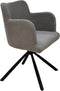 HSM Collection Eetkamerstoel Bella - set van 2 - 56x60x82 - Licht grijs/zwart - Stof/metaal