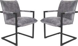 HSM Collection-Eetkamerstoel Boston S/2-56x68x89-Dolfijn Grijs/Zwart-Stof/Metaal