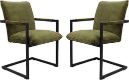 HSM Collection-Eetkamerstoel Boston S/2-56x68x89-Groen/Zwart-Stof/Metaal