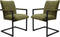 HSM Collection-Eetkamerstoel Boston S/2-56x68x89-Groen/Zwart-Stof/Metaal