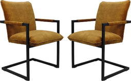 HSM Collection-Eetkamerstoel Boston S/2-56x68x89-Goud/Zwart-Stof/Metaal