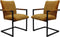 HSM Collection-Eetkamerstoel Boston S/2-56x68x89-Goud/Zwart-Stof/Metaal