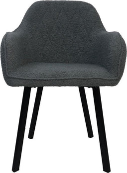 HSM Collection-Eetkamerstoel Demi S/2-60x54x82.5-Licht Grijs/Zwart-Stof/Metaal