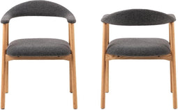 HSM Collection-Eetkamerstoel Ella Met Arm S/2-56x54x76-Grijs/White Pigmented-Stof/Eiken
