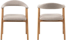 HSM Collection-Eetkamerstoel Ella Met Arm S/2-56x54x76-Zand/White Pigmented-Stof/Eiken