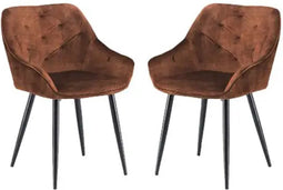 HSM Collection-Eetkamerstoel Liverpool S/2-56x61x79-Bruin/Zwart-Stof/Metaal
