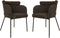 HSM Collection-Eetkamerstoel Luca S/2-57x60x81-Bruin/Zwart-Stof/Metaal