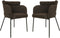HSM Collection-Eetkamerstoel Luca S/2-57x60x81-Bruin/Zwart-Stof/Metaal