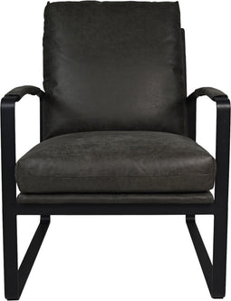 hsm collection eetkamerstoel miami - donkergrijs en zwart - leer