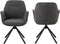 HSM Collection-Eetkamerstoel Nora + Armleuning-90x62x61-Donker Grijs/Mat Zwart-Stof/Metaal