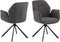 HSM Collection-Eetkamerstoel Nora + Armleuning-90x62x61-Donker Grijs/Mat Zwart-Stof/Metaal