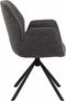HSM Collection-Eetkamerstoel Nora + Armleuning-90x62x61-Donker Grijs/Mat Zwart-Stof/Metaal