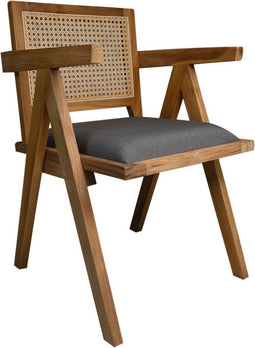 HSM Collection-Eetkamerstoel Phi-52x54x83-Naturel/Donker Grijs-Teak/Stof