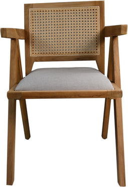 HSM Collection-Eetkamerstoel Phi+ zitting-52x54x83-Naturel/Grijs-Teak/Stof